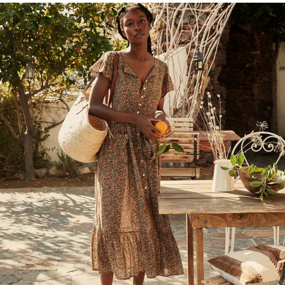 Doen~ Marfa Dress~ Yellow Laurel Canyon Rose~ S